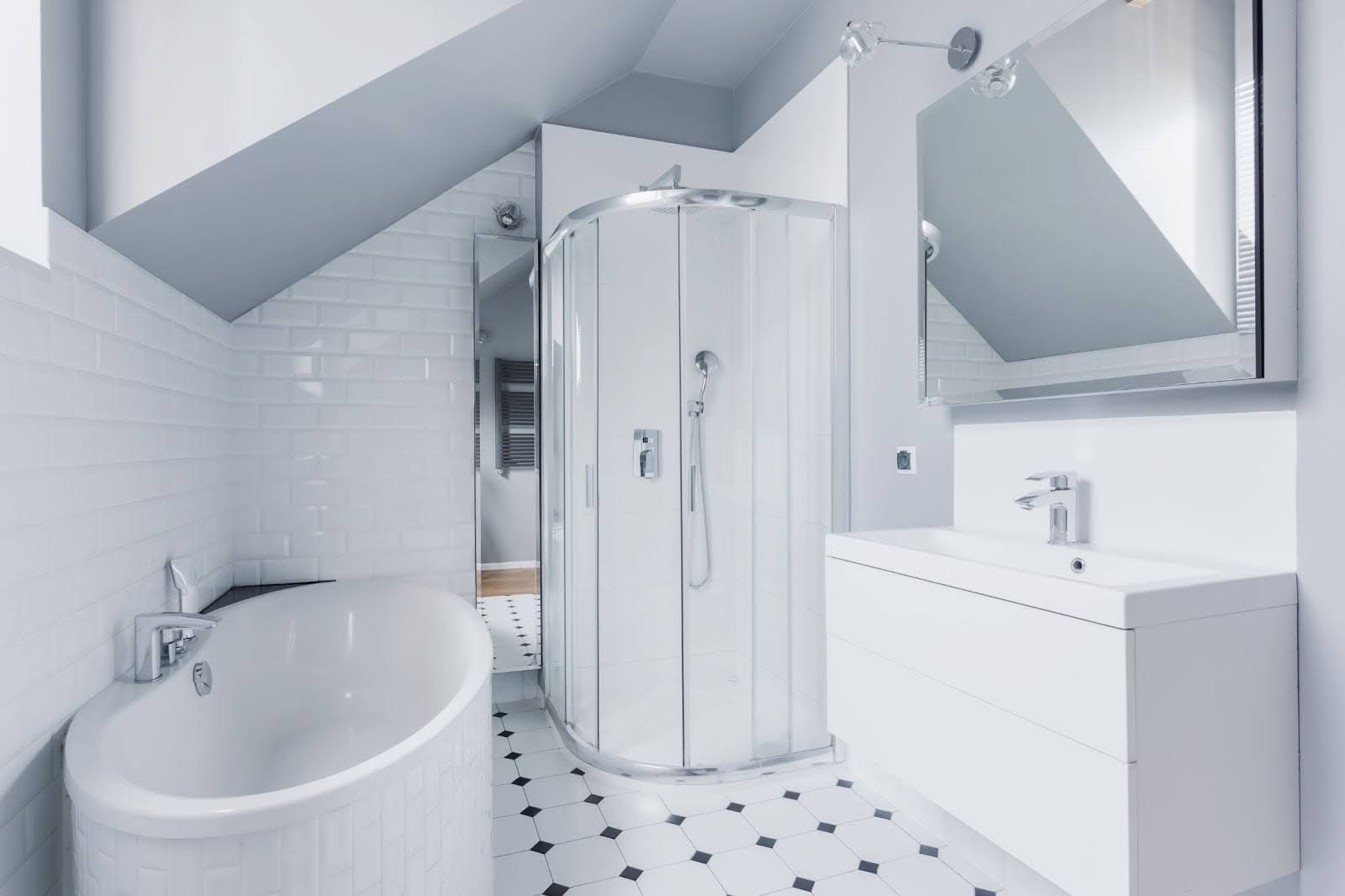 Small bathroom storage solutions when you have a big toilet, bath, and sink