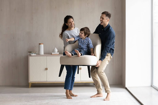 A family preparing for home remodeling.